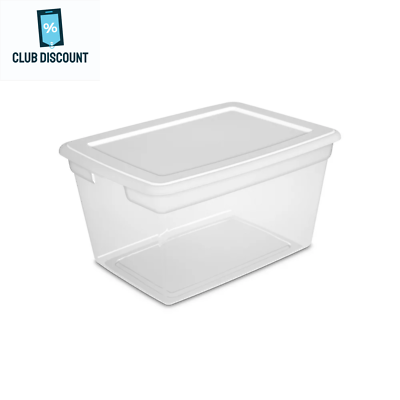 #ad 58 Qt. Clear Plastic Storage Box with White Lid