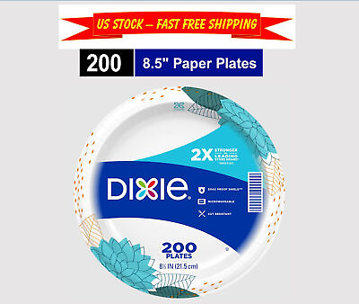 #ad 200 count Dixie Disposable Paper Plates 8.5quot; Microwaveable Strong amp; Convenient