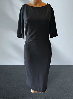 #ad NWT#x27;S SUGARHILL BOUTIQUE Pointe Black Dress Albury SCALLOPED Hem Stretch Size 4