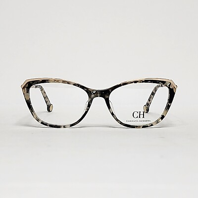#ad Carolina Herrera VHE854K Women#x27;s Oval Glasses in Gray Tortoise Gold 53mm