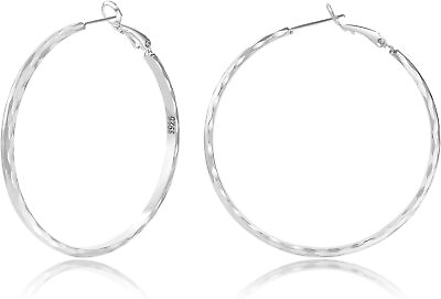 #ad PRETOLE 3 Pairs 925 Sterling Silver Hoops Earrings for 40MMDiamond Cut