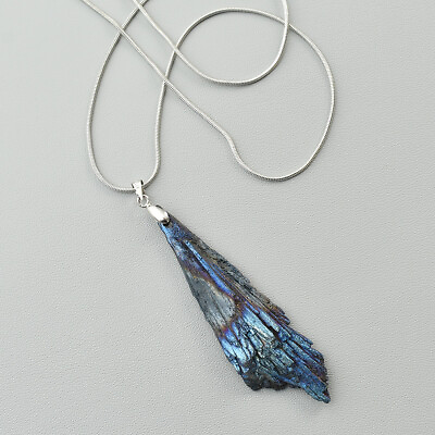 #ad Quartz Crystal Black Tourmaline Peacock Mineral Specimens Pendant Necklace Gift
