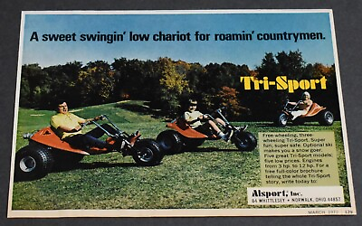 #ad 1972 Print Ad Tri Sport Three 3 Wheeler Norwalk Ohio Pedal Bike Lady Man Boy art