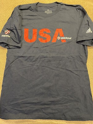 #ad Mens New Adidas Team USA Olympics Volleyball Shirt Blue Medium M $35 $12.99