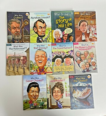 #ad Lot 11 Scholastic WHO WAS What Was Biography books Galileo Titanic Constitution