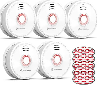 #ad Siterwell Smoke Detector Smoke Alarm Built in 9v Battery Low Battery Reminder