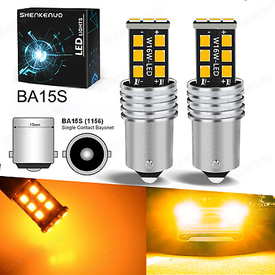 #ad 1156PY BAU15S PY21W Amber Yellow Color LED Rear Turn Signal Light Bulbs Bright $13.00