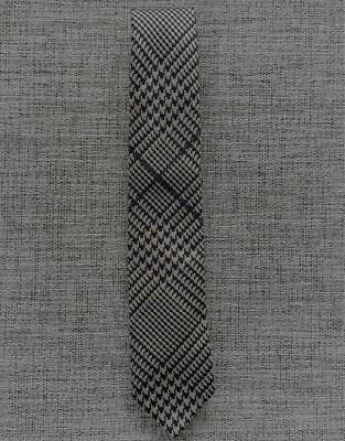 #ad Michael J Drake Neck Tie Gray Houndstooth Check London 100%Silk