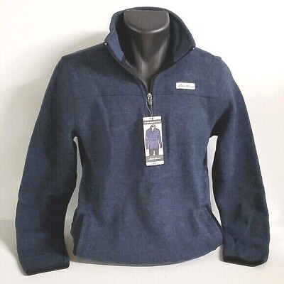 #ad NEW MSRP $60 Eddie Bauer Men#x27;s 1 4 Zip Classic Pullover Sweater Fleece Top Navy