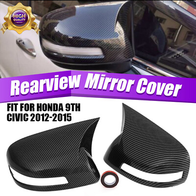 #ad For Honda Civic 9th gen Sedan Rearview Mirror Cover Bat Style Carbon Fiber 2 Pcs