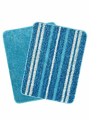 #ad Pack of 2 Blue Colour Anti Skid Bath Mat Made Of Soft Microfiber 50x70 cm $67.73