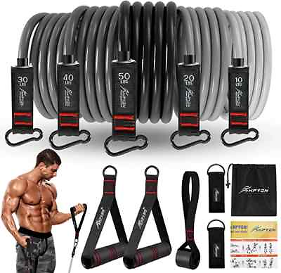 #ad 11 PCS Resistance Band Set Yoga Pilates Abs Exercise Fitness Tube Workout Bands