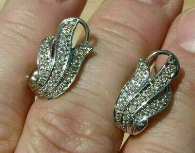 #ad 200 Ct Round Cut Simulated Diamond Hoop Vintage Earrings 14K White Gold Plated