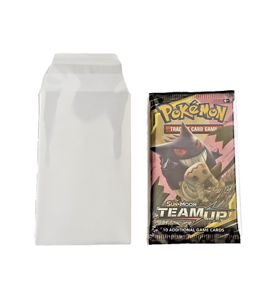 #ad Pokemon Booster Pack Protective Sleeves x50 Self Sealing Clear View FAST SHIP