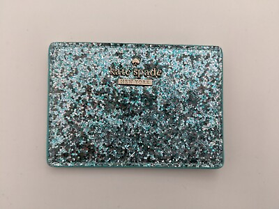 #ad EUC Kate Spade New York Glitter Bug Card Holder Wallet Blue Beautiful