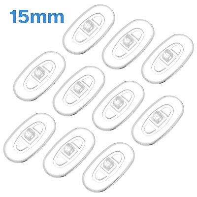#ad 10pcs 15mm Wide Oval Silicone Screw In Nose Pads Grip On Side Holders Spectacle