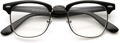 #ad zeroUV Vintage Inspired Classic Horn Rimmed Nerd Clear Black silver