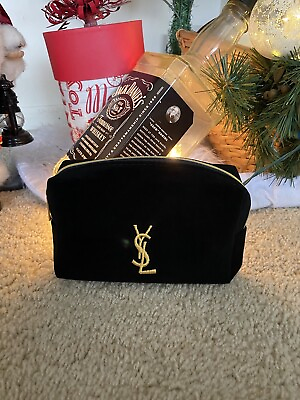 #ad YSL Yves Saint Laurent Beaute Black Velvet Makeup Bag Pouch Cosmetic Bag