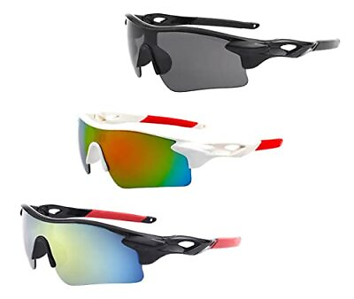 #ad 3 Pair of Sports Sunglasses Cycling Sunglasses Baseball Sunglasses for Men Women