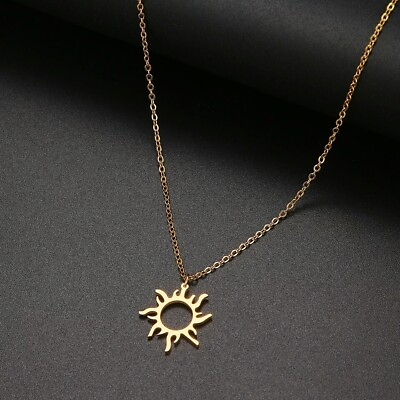 #ad New Fashion Sun Charm Pendant 925 Sterling Silver Simplicity Necklace For Women.