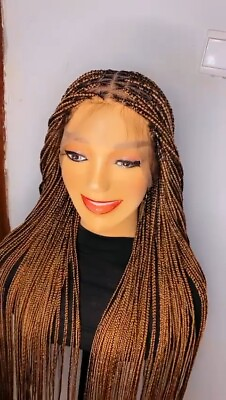 #ad Handmade Brown colored full Lace Box braids wig. 