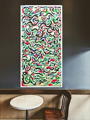 #ad ABSTRACT CANVAS ART Original Acrylic Painting Bright Modern ARTWORK 43x26 SIGNED $115.00