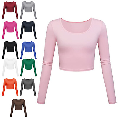 #ad Womens T shirt Compression Undershirt Gymnastic Crop Top Plain Streetwear Lady