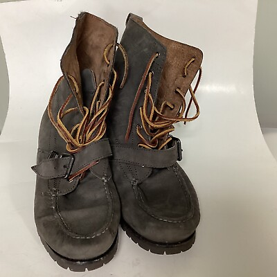 #ad Ralph Lauren Polo Boots Ranger High Suede Leather Men#x27;s Size 9D Dark Gray