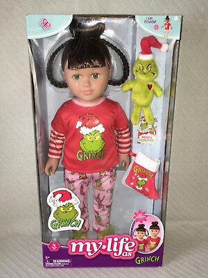 #ad My Life As Grinch Sleepover 18#x27;#x27; Doll Brunette with Green Eyes Brand New In Box