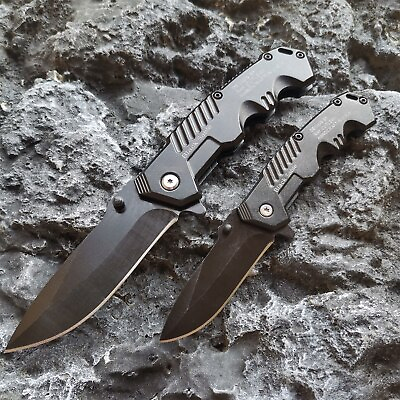 #ad Steel Handle Folding Knife Outdoor Camping Hunting Pocket EDC Utility Knife