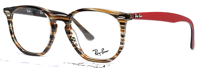 #ad RAY BAN RB7151 5802 Brown Stripe Unisex Round Full Rim Eyeglasses 50 19 145 B:42