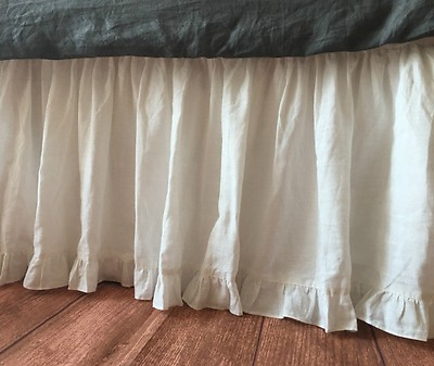#ad Solid White Bottom Ruffled Bed Skirt 800 TC Egyptian Cotton Split Open Corner