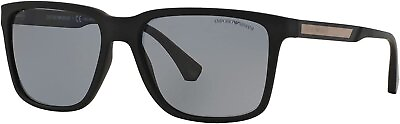 #ad Emporio Armani EA4047 5063 81 Black Rubber Sunglasses Grey Polarized