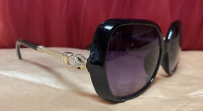 #ad Gold Snake Stemmed Black Sunglasses