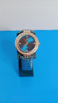 #ad Women#x27;s B Watch Blue Face With Rhinestone Bezel New Battery Installed