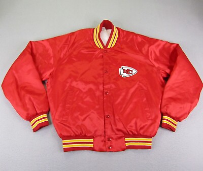 #ad Vintage Kansas City Chiefs Jacket Mens Large Red Satin Chalk Line Bomber NFL 90s