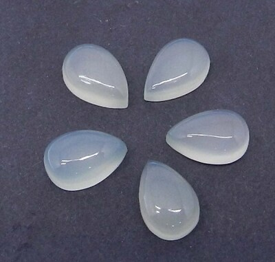 #ad White Chalcedony Pear Flat Back AAA Natural Loose Gemstone For Making Jewelry