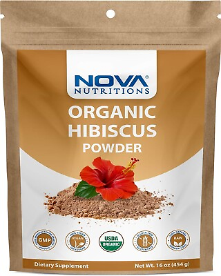 #ad Nova Nutritions Certified Organic Hibiscus Flower Powder 16 OZ 454 Gram
