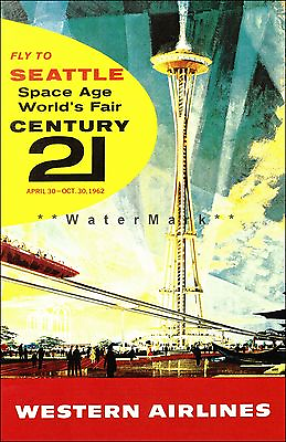 #ad Seattle Washington 1962 World#x27;s Fair Space Age Vintage Poster Print Travel