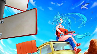 #ad Anime girls vocaloid hatsune miku eyes guitar car Custom Gaming Mat Desk