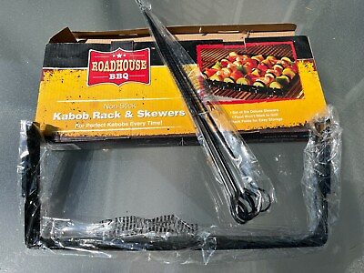 #ad SET OF 2 BOXES Road House BBQ Grilling Kabob Rack amp; Skewers￼ Nonstick NEW IN BOX