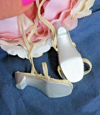 #ad #ad VINTAGE 1950s Madame Alexander ELISE doll SHOES Kitten HEELS silver STRAPPY