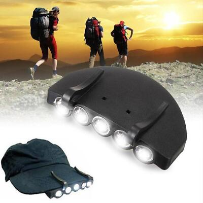#ad Outdoor Hot Clip On 5LED Head Cap Hat Light Head Lamp Fishing Torch