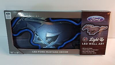 #ad Ford Mustang Blue LED Simulated Neon Wall Mounted Light Home Decor 18quot; x 8quot;
