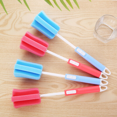 #ad 3pcs Brush Bottle Cleaning Brush Glass Washing Brush Sponge Bottle Brush