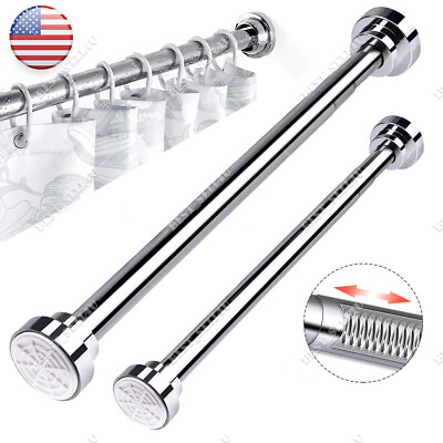 #ad Adjustable Telescopic Shower Curtain Rail Rod Pole 33in 92in Stainless Steel $14.99