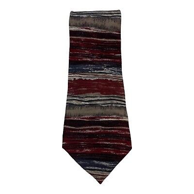 #ad Wembley Tie Mens Multicolor Silk Repp Neck Tie 56 x 4 Watercolor Lines Artsy