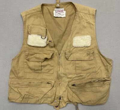 #ad Vintage Orvis Fly Fishing Vest Size XS Multi Pocket Zip Up Khaki