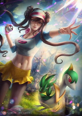 #ad Game Pokemon Characters Rosa Anime Sexy Naked Girl HD Print Canvas Poster AI Art