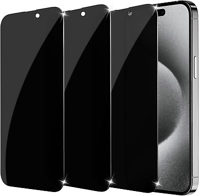 #ad 3x Protector De Pantalla Privacidad Vidrio Templado Para Apple iPhone 15 Pro MAX